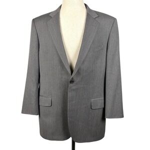 Jos A Bank Herringbone Wool Blazer Mens 44R Gray Signature Collection Sportcoat